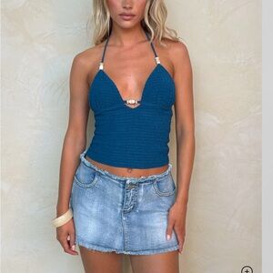 Tigermist Ophelie skort blue denim mini skirt NWT new XXS pockets summer spring